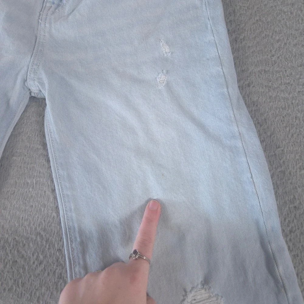 Old Navy Jeans Girls 14 Blue Baggy Wide Leg Distressed High Rise Cotton Denim